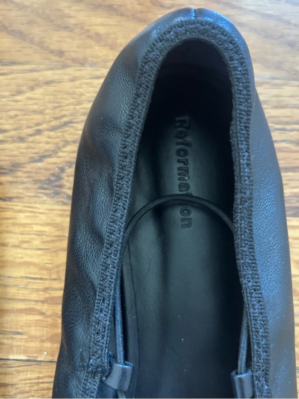 Reformation Barbara Flat Black Lace-Up Square-Toe Ballet - Picture 5 of 5